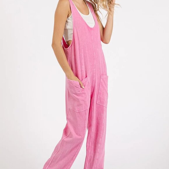 Mittoshop Mineral Wash Relaxed Fit Sleeveless Harem Jumpsuit - Picture 3 of 4